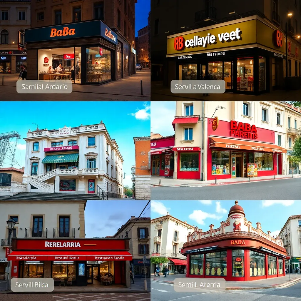 Múltiples ubicaciones del restaurante en diferentes ciudades españolas mostrando la expansión exitosa