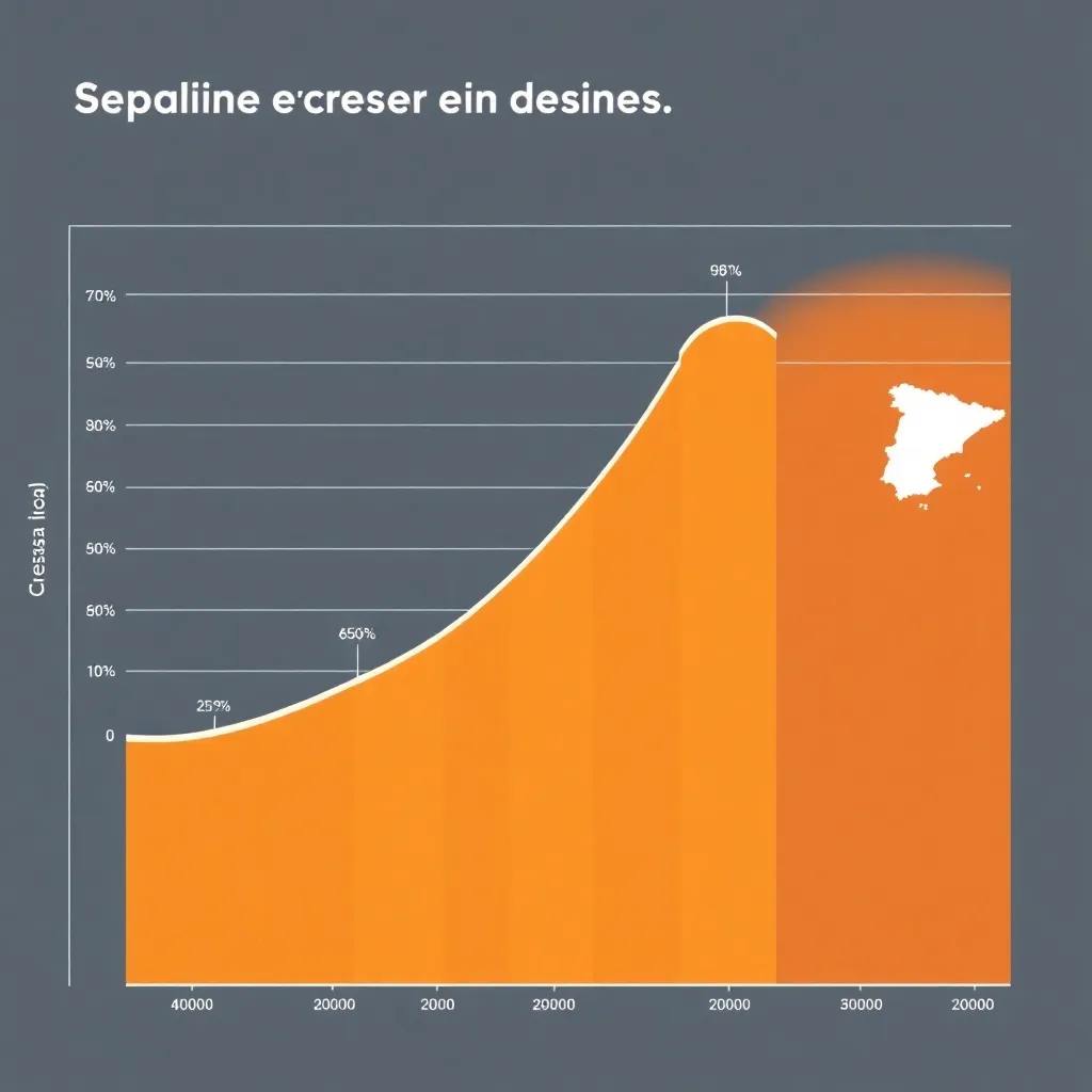 Gráfico de crecimiento de una empresa retail española mostrando expansión por regiones